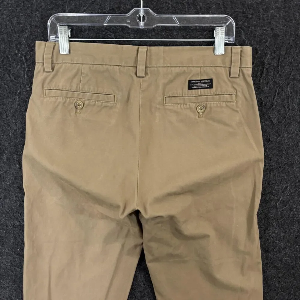 Banana Republic Emerson Chino Pants Men's 31x31 Khaki 100% Cotton Straight Leg
